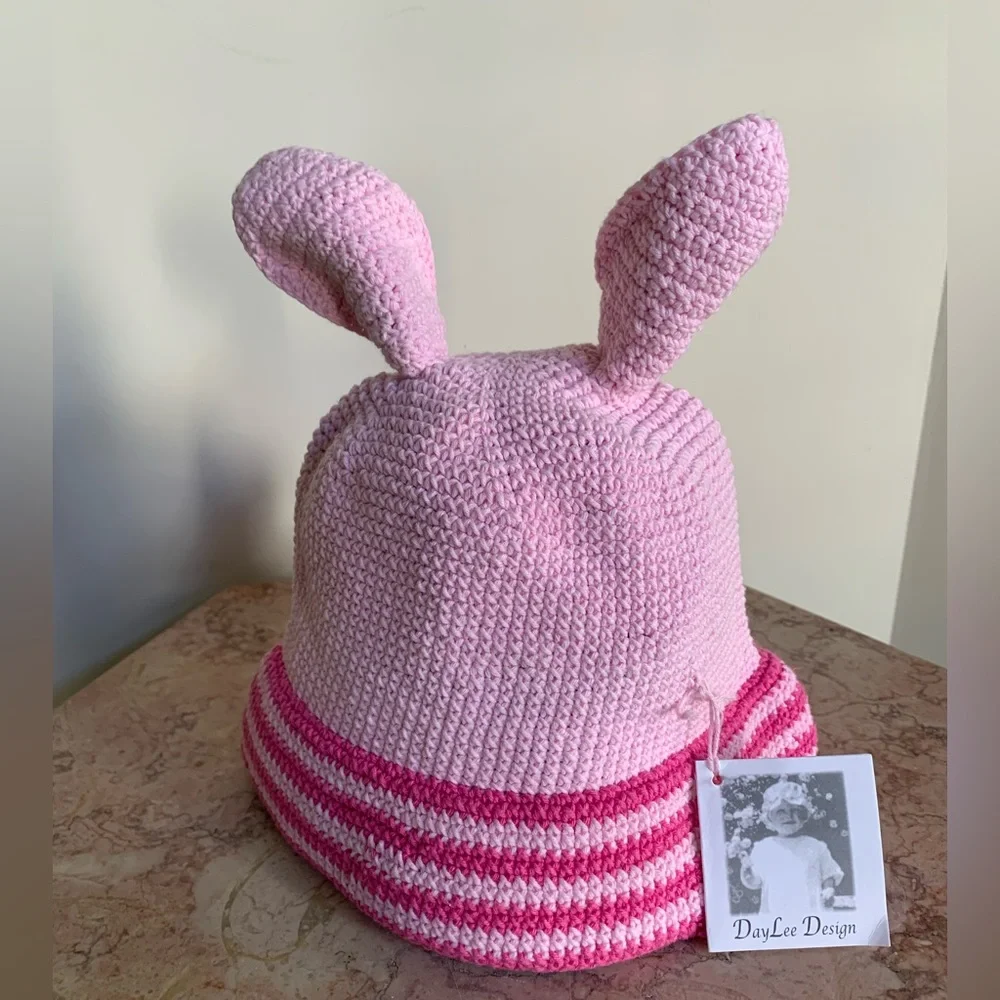 Kids’ Pink Bunny Cotton Hat - Picture 5 of 10